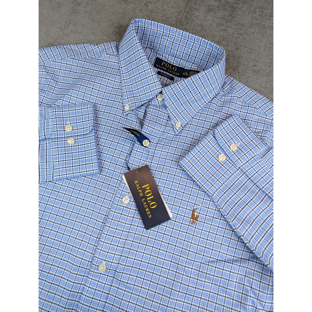 NWT Polo Ralph Lauren Dress Shirt Mens 16 Blue Long Sleeve Classic Fit Button